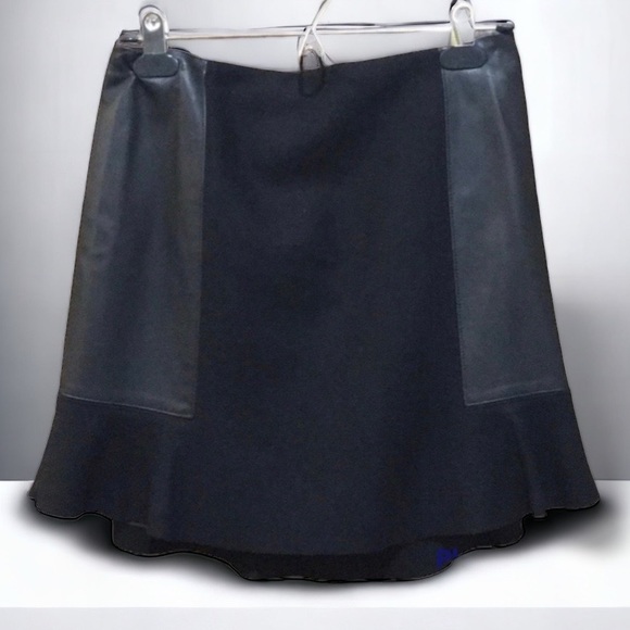 MADEWELL Felt wool and Leather Mini Skirt Black 2 NWOT - Picture 1 of 8